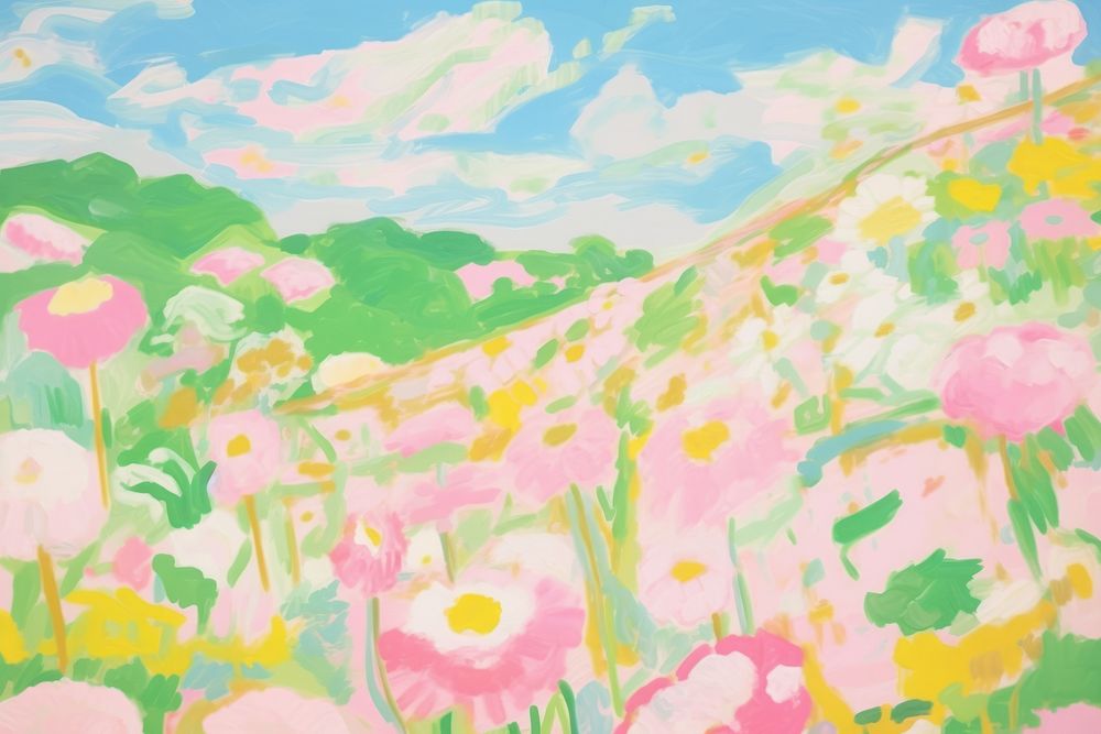  Meadow painting art backgrounds. AI generated Image by rawpixel.
