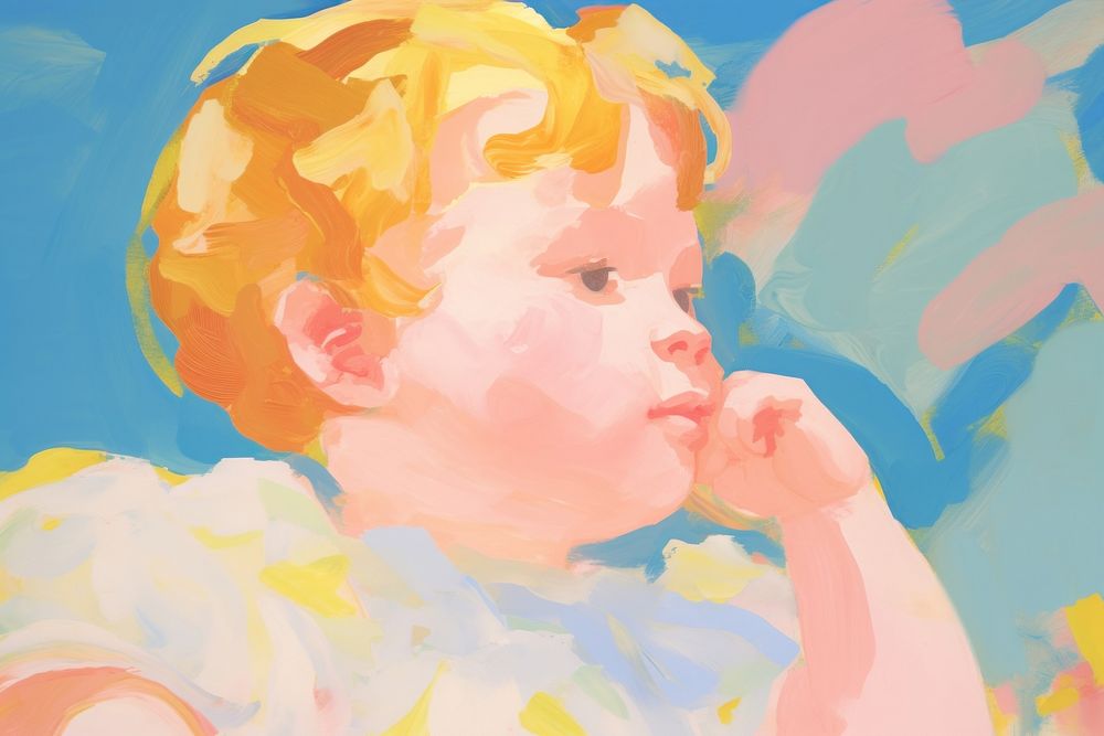  Little boy painting art abstract. AI generated Image by rawpixel.