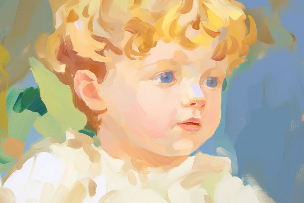  Little boy painting portrait cartoon. AI generated Image by rawpixel.