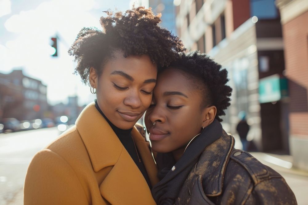 Two American African lgbtq city photography portrait.