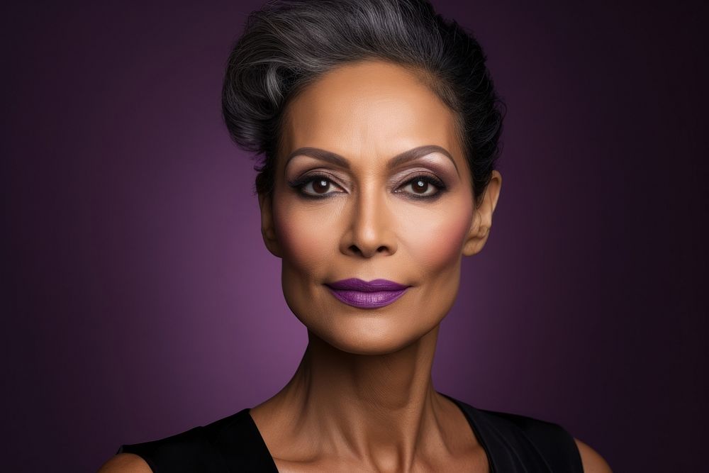 Middle aged multiracial woman wearing glamourous makeup portrait fashion adult.