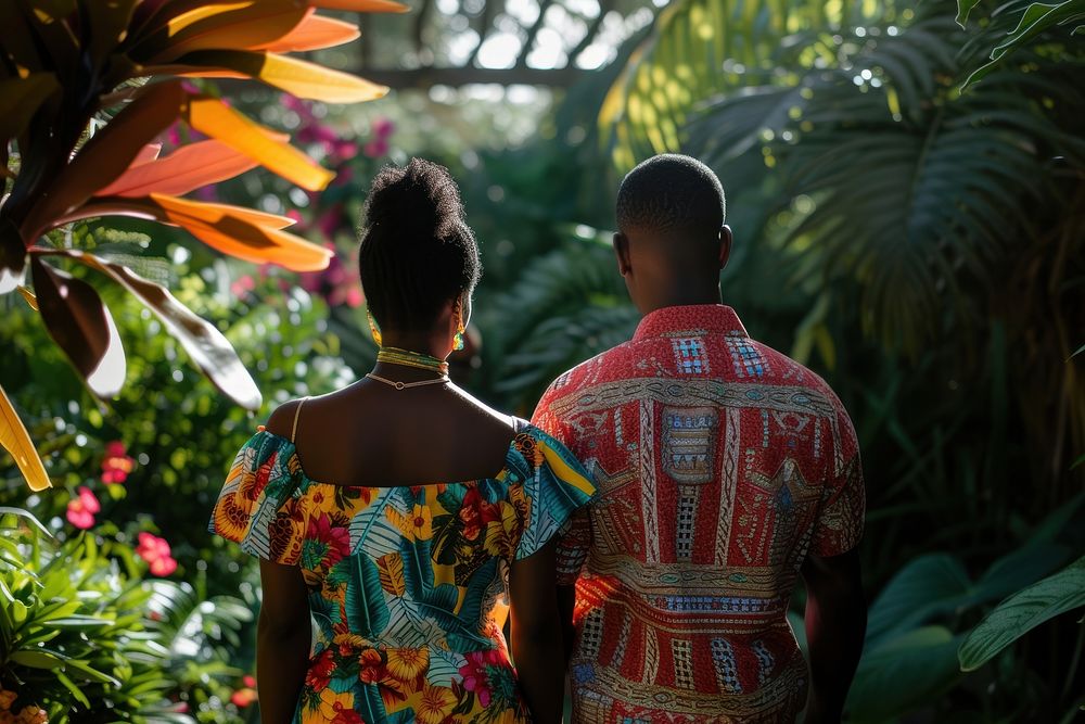 African married couple outdoors plant adult.