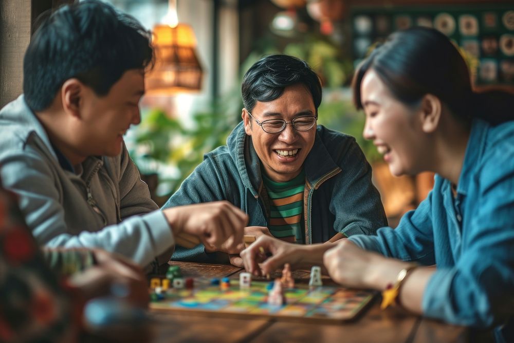 Chinese playing board game with friends adult togetherness accessories.