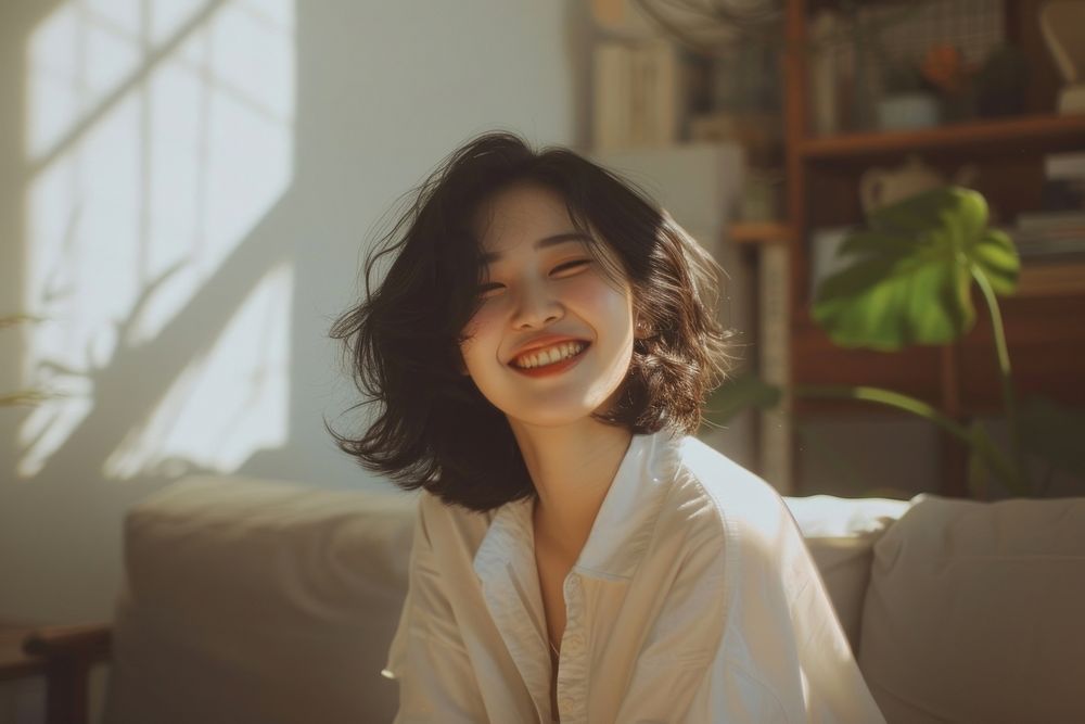 Korean female smile adult happy.