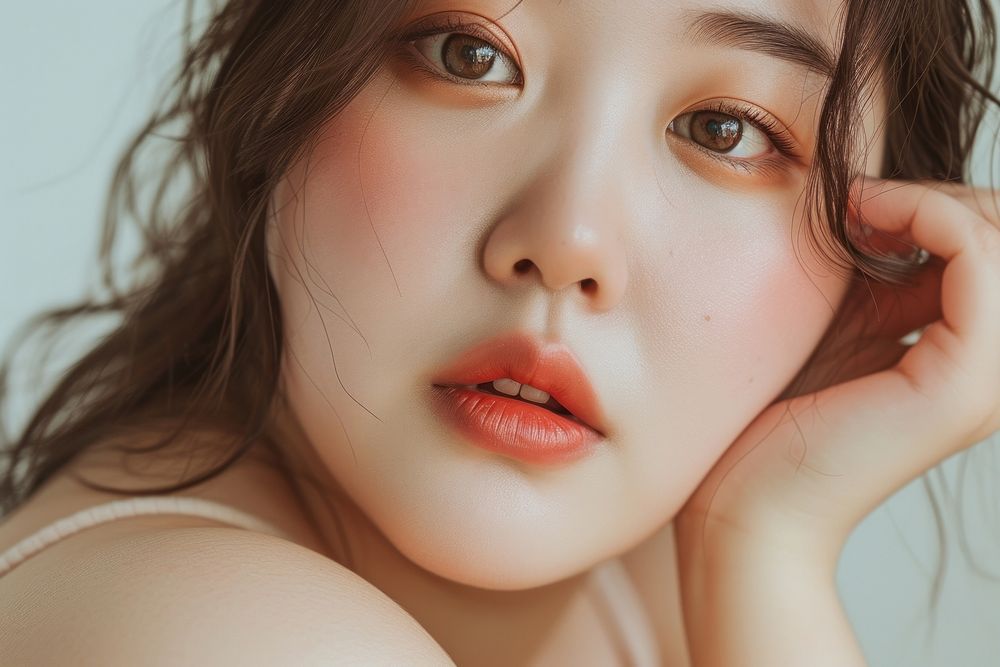 Korean women Plus size skin contemplation perfection.