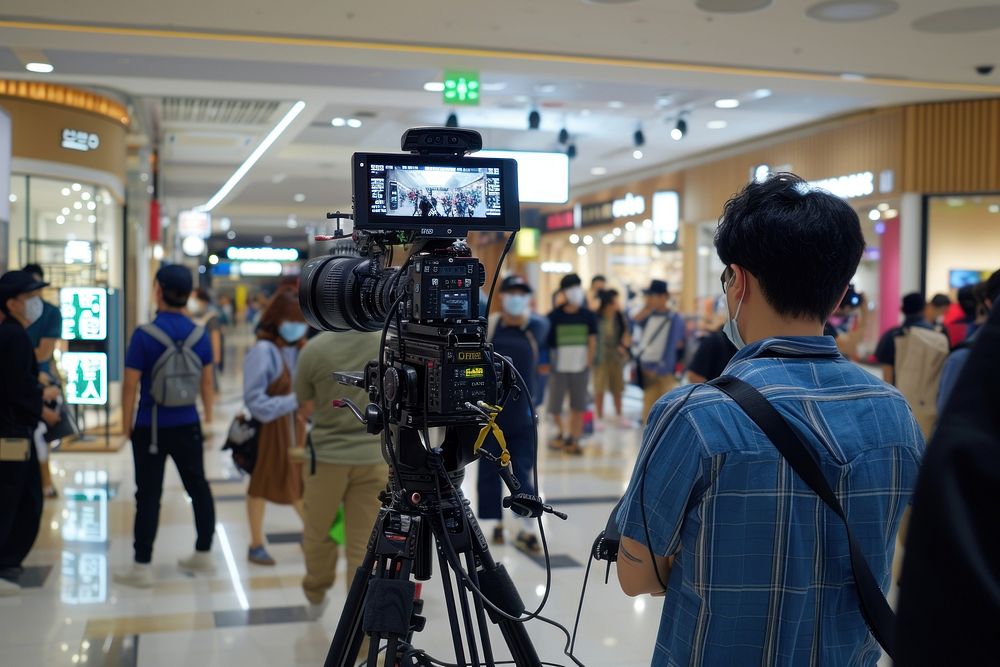 Korean Film crew camera tripod adult.