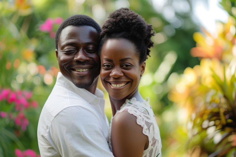African married couple portrait smiling wedding.