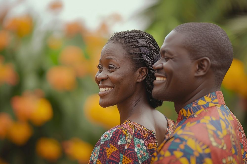 African married couple portrait smiling adult.