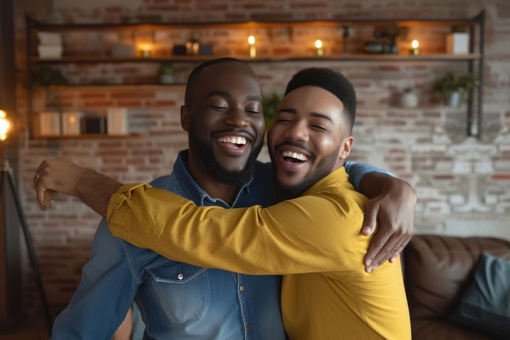 African American male happy gay couple photography portrait adult.