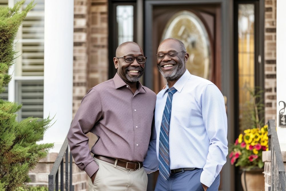 African American Gay Couple Buying New Dream House architecture photography building.