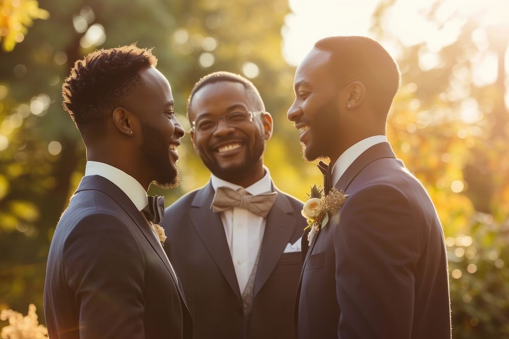 African American Happy gay couple getting married wedding adult happy.