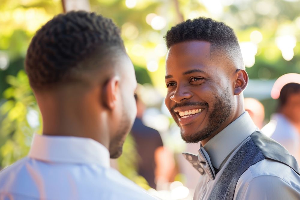 African American Happy gay couple getting married adult happy togetherness.