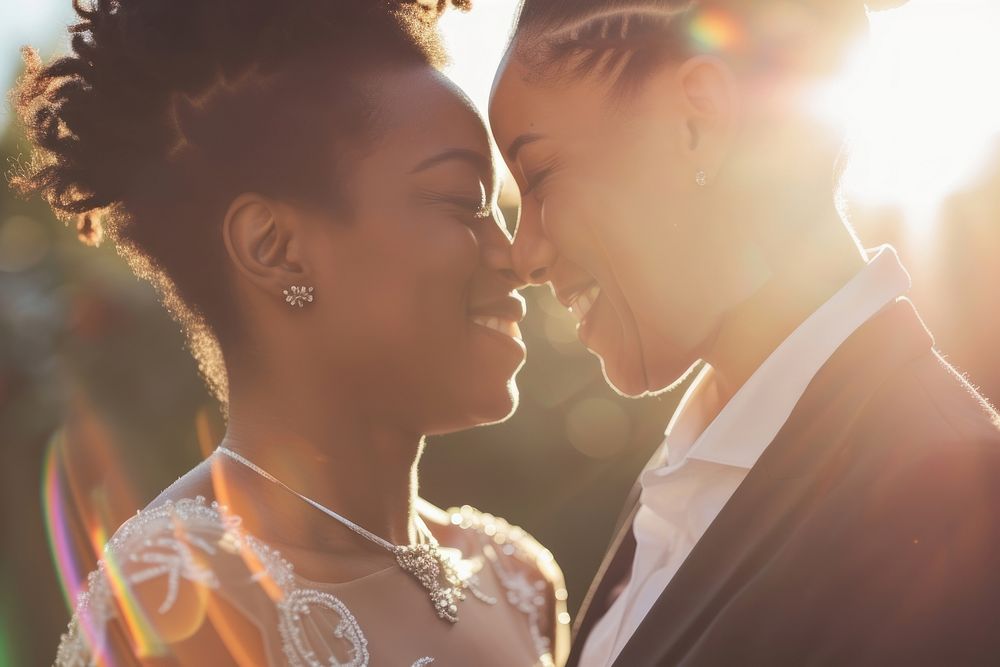 African American Happy lgbtq couple getting married wedding jewelry adult.