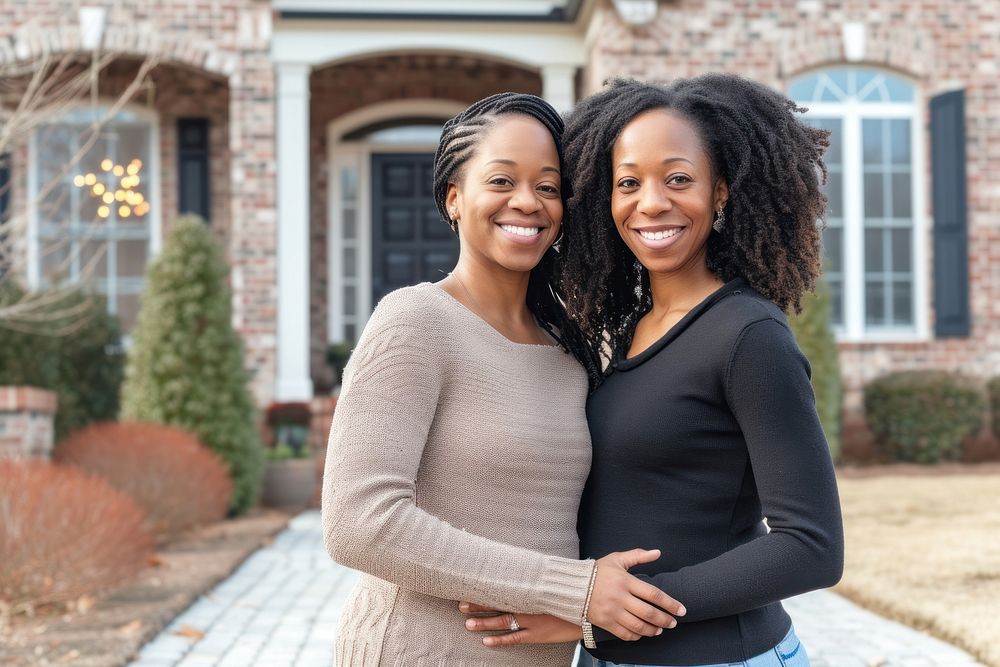 African American lesbian Couple Buying New Dream House photography portrait adult.
