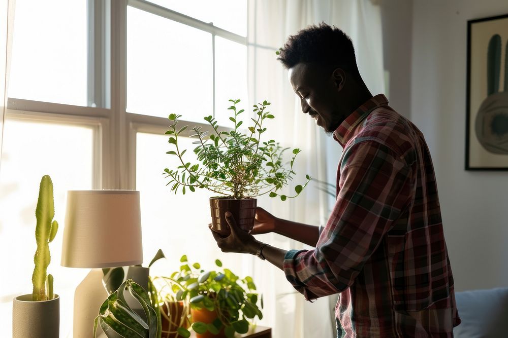 African American man plant adult architecture.