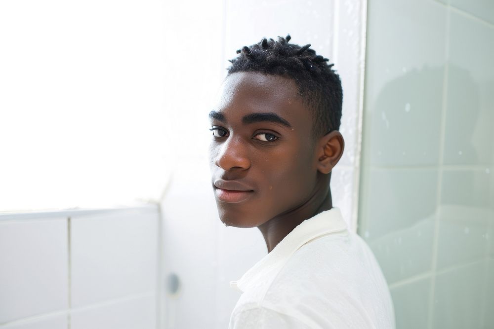 African American young man portrait photo contemplation.