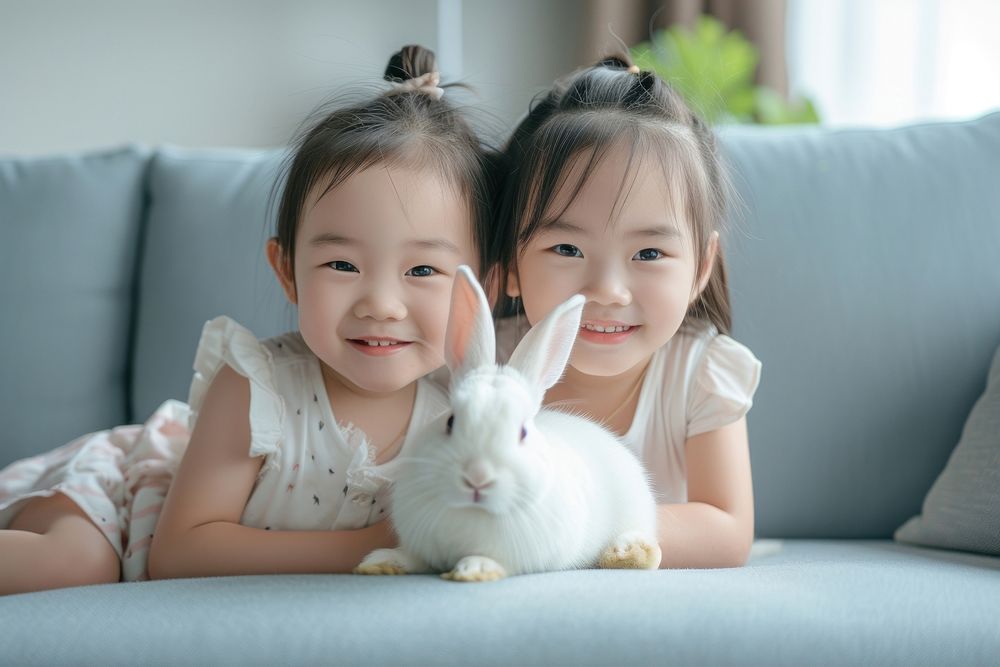 Chinese two girls portrait smiling animal.