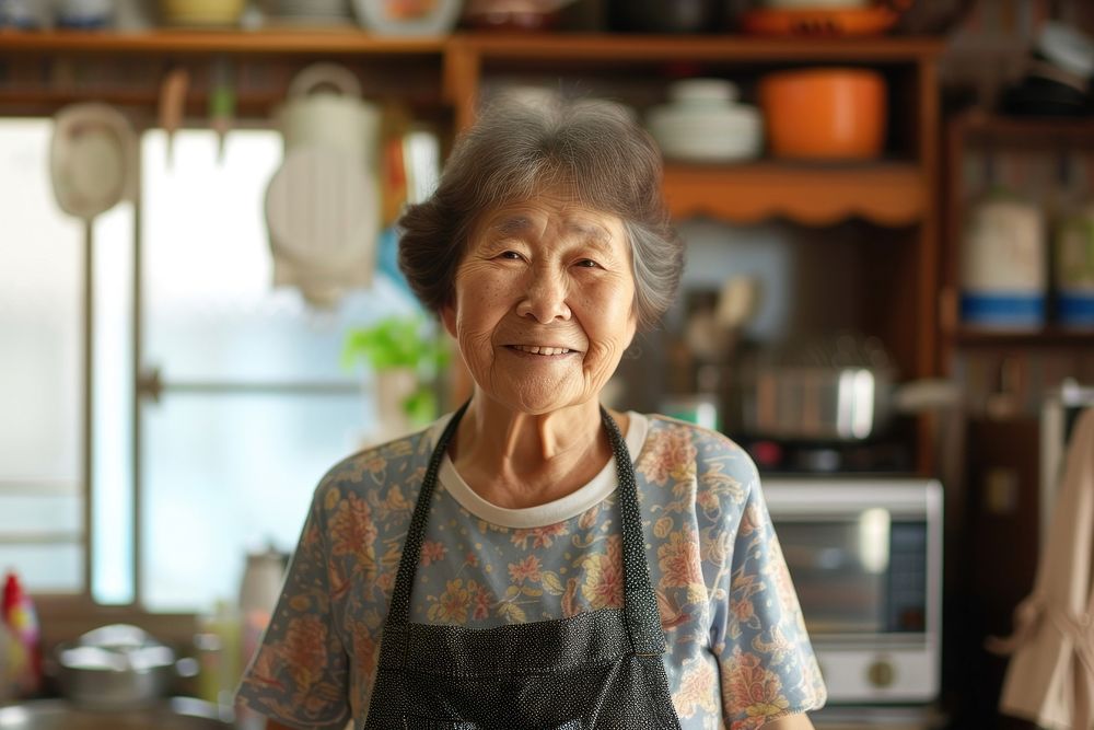 East asia old women kitchen smiling adult.