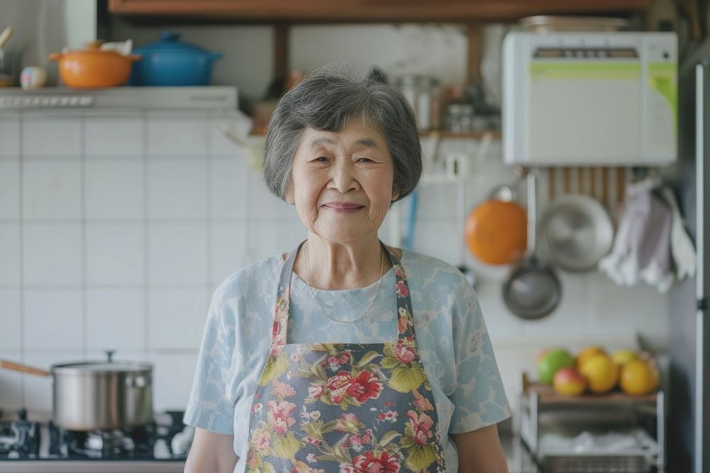 East asia old women kitchen smiling adult.
