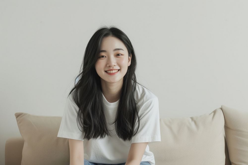 Korean female smiling smile white.