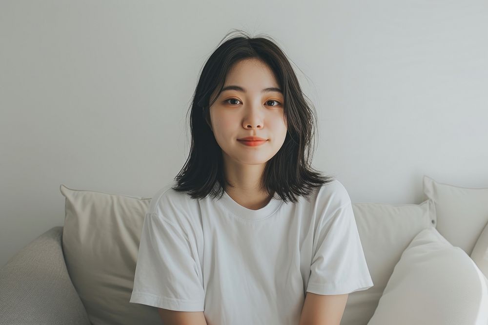 Korean female smiling fashion white.