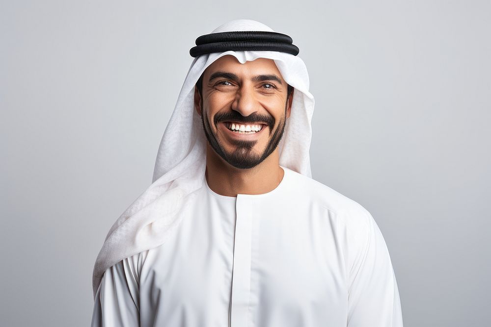 Middle eastern man in Arab Sheik smiling people adult.