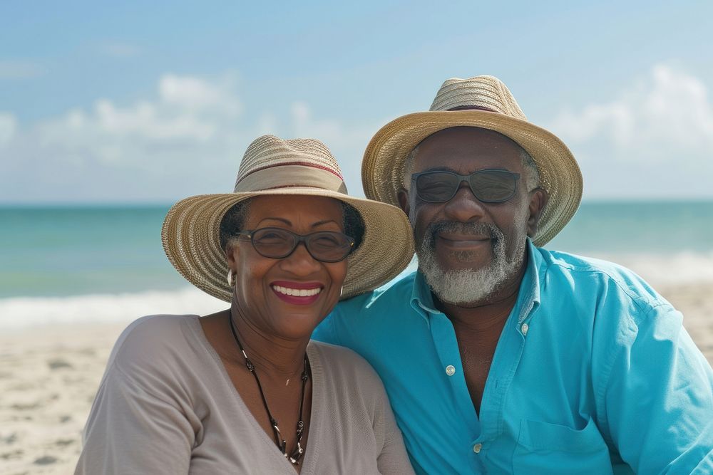 Senior Afican American lessbian couple beach photography portrait.