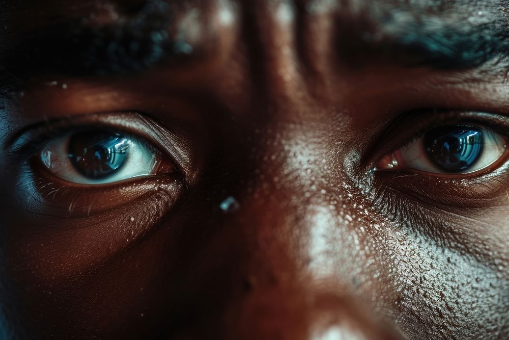 Black man eyes adult skin portrait.