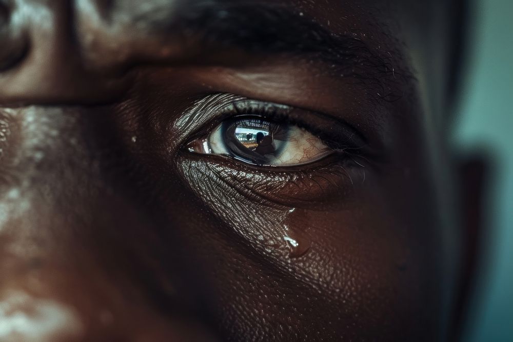 Black man eyes skin portrait headshot.