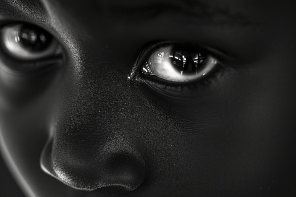 Black kids eyes photography portrait monochrome.