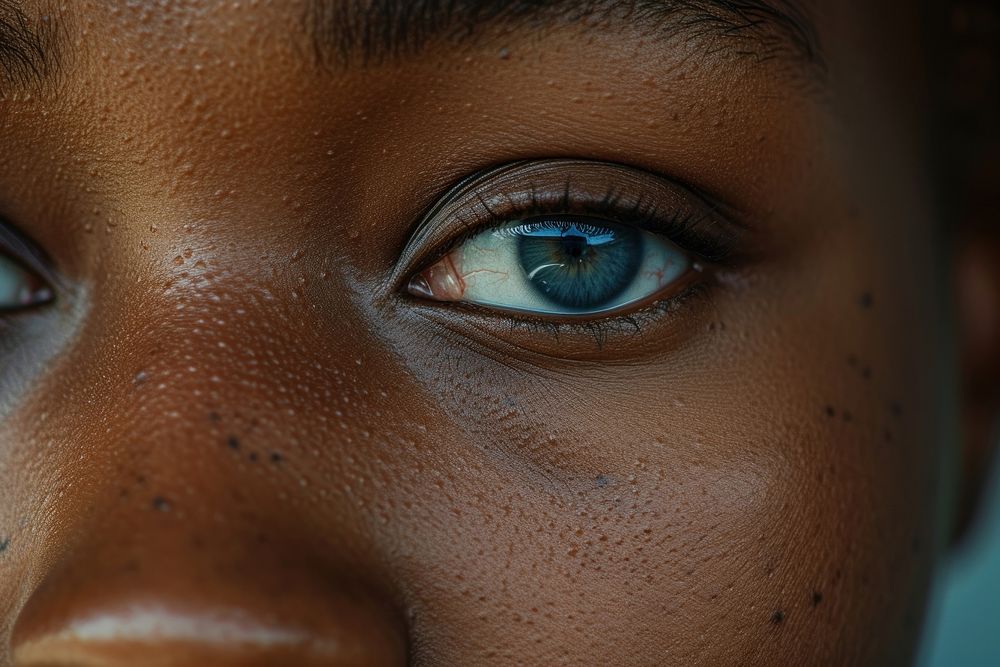 Black woman eyes skin portrait headshot.