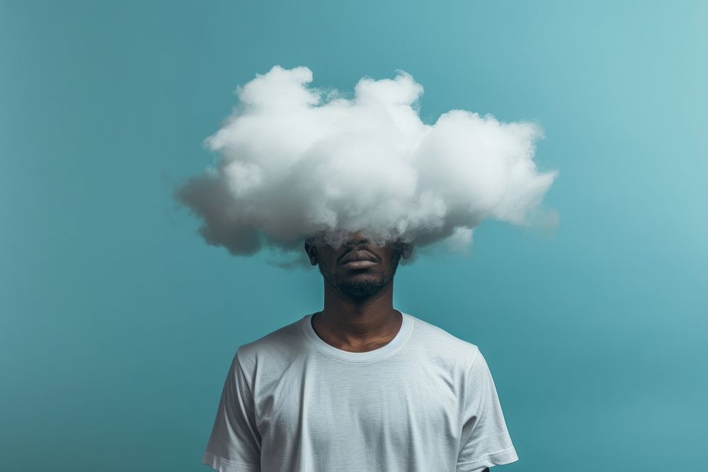 African American man adult cloud head.
