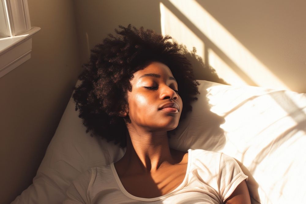 Black woman photography sleeping portrait.