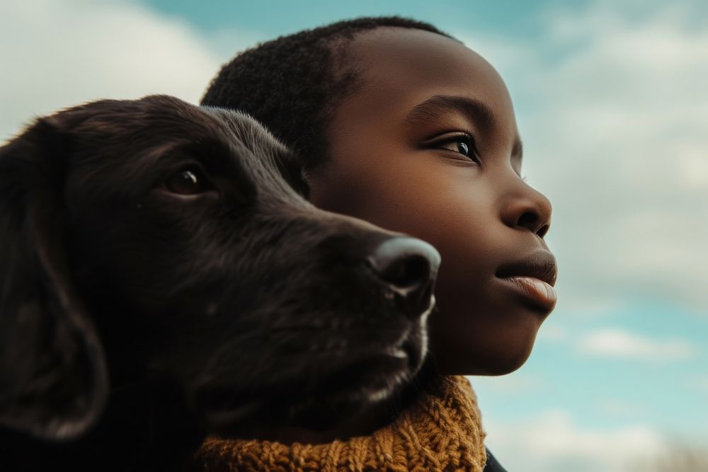 Black kid animal dog photography.