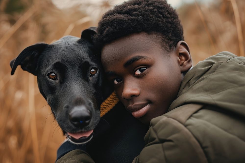Black kid animal dog photography.