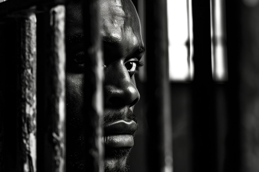 Black man photography portrait prison.