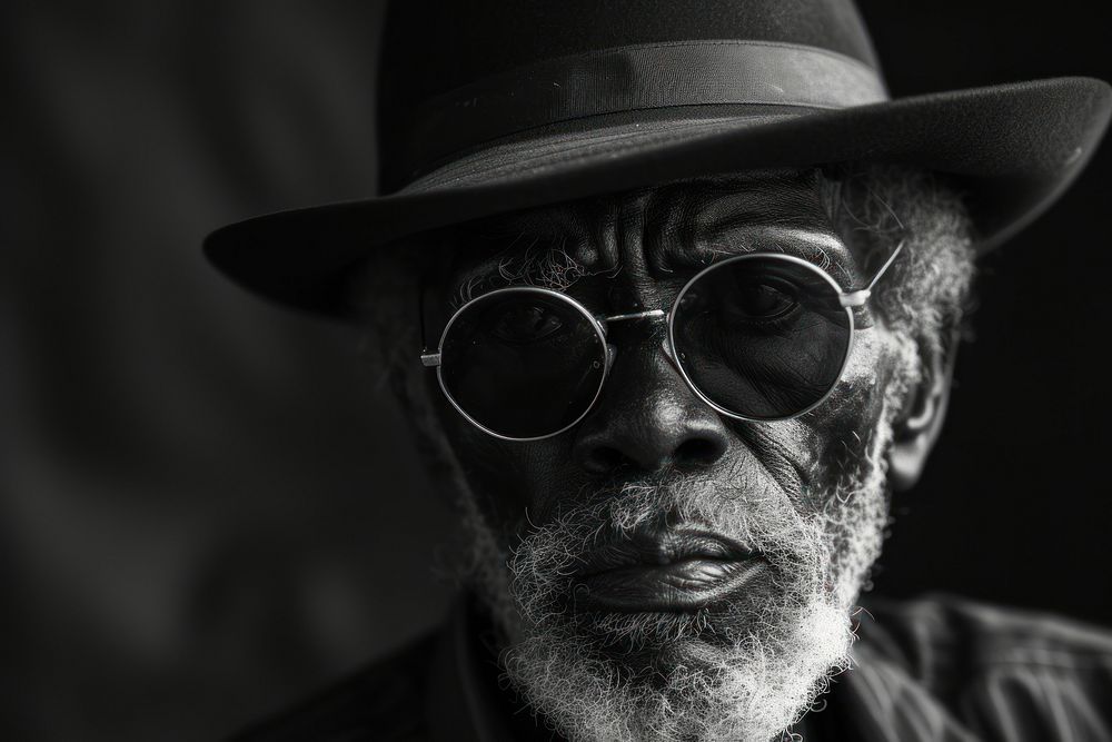 Black old man photography sunglasses portrait.