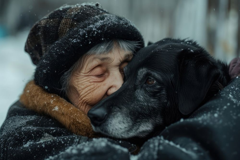 Black old woman photography animal person.