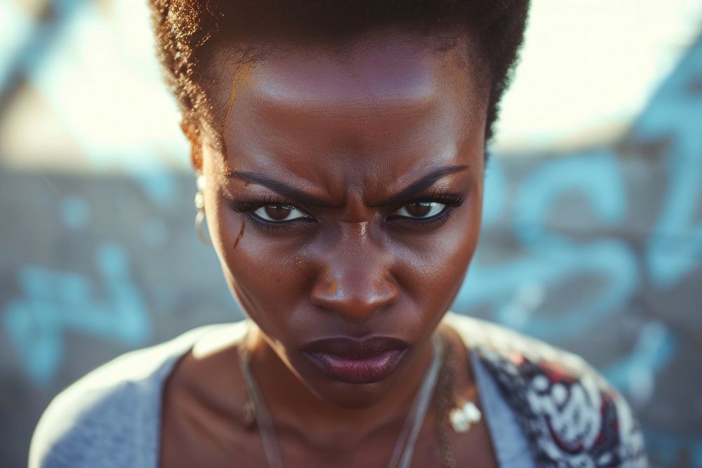 Black people angry portrait adult skin.