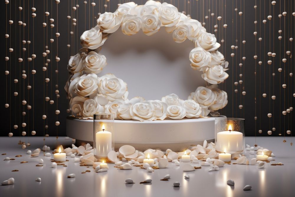 Love background candle rose lighting.