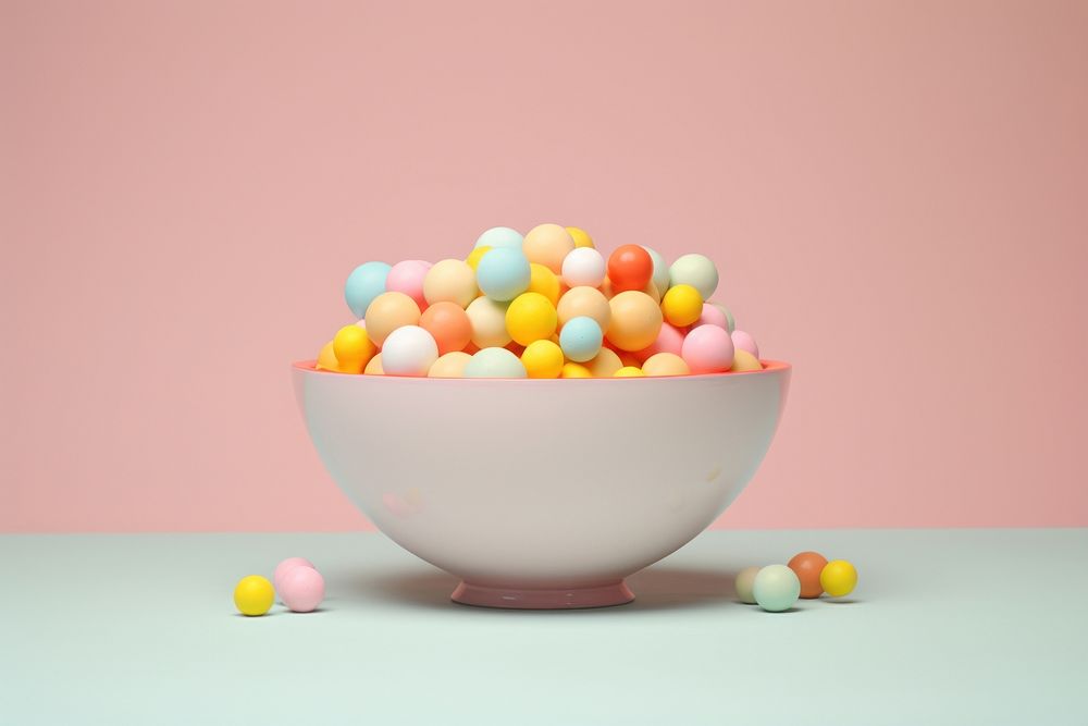 Pastel 3D Candy bowl candy confectionery food.