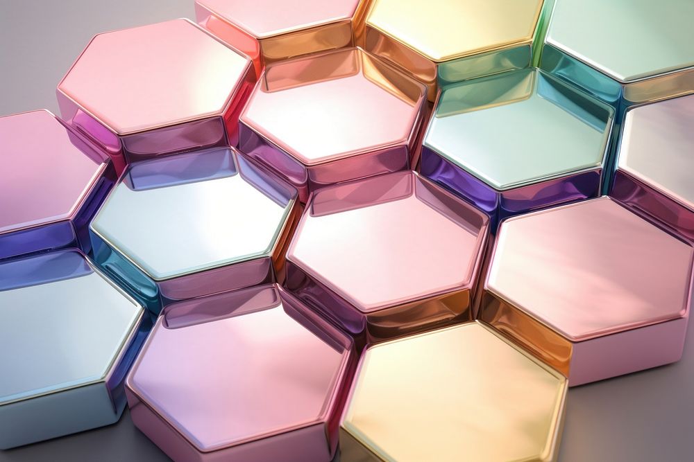 Pastel 3D objects backgrounds hexagon purple.