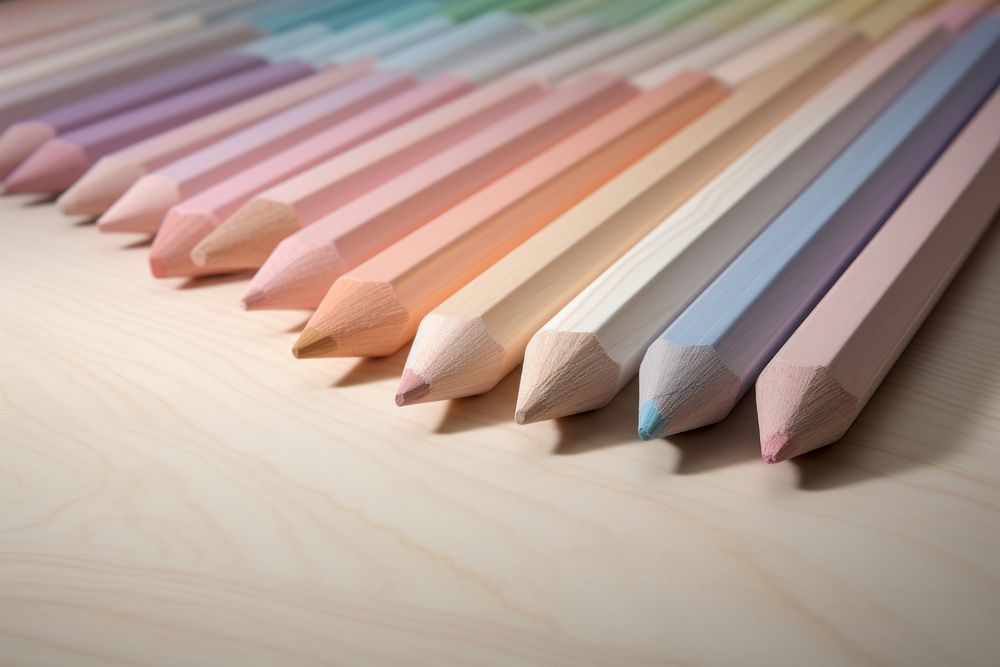 Pastel 3D objects pencil wood arrangement.