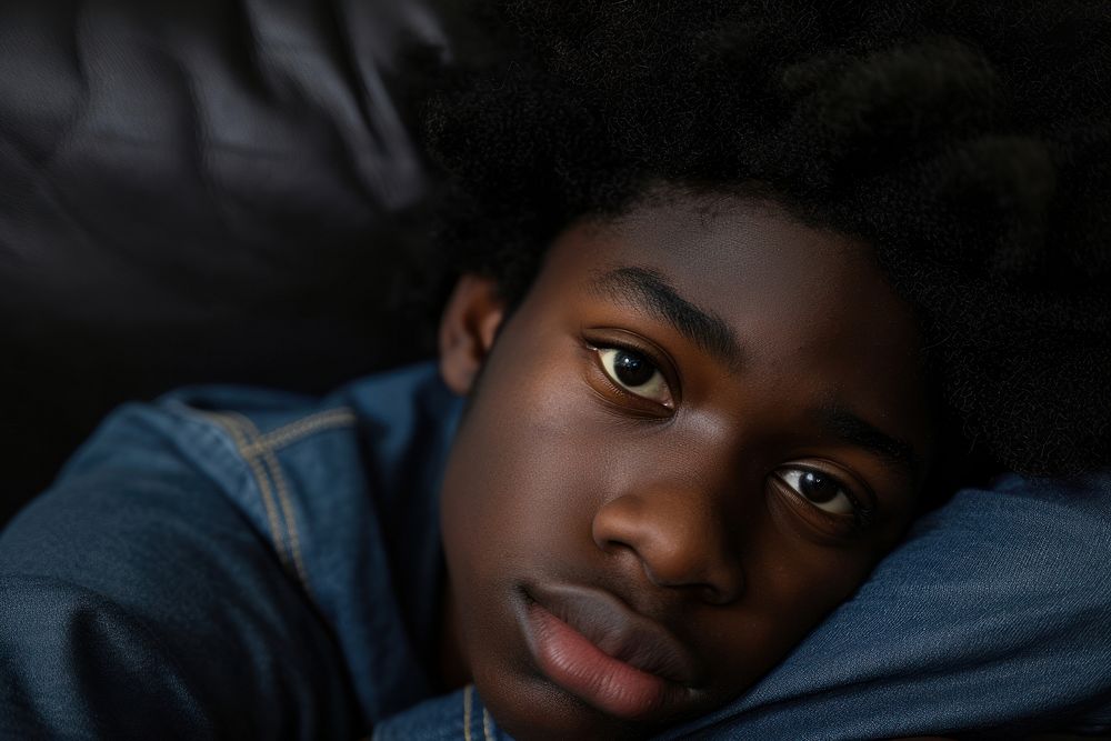 Black bored sad teen portrait photography skin.