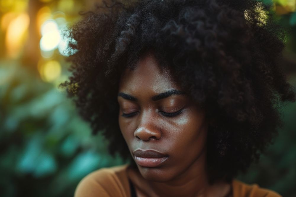 Depressed black woman adult skin sad.
