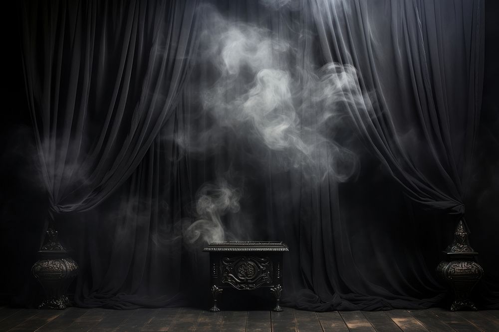 Smoke background curtain black stage.