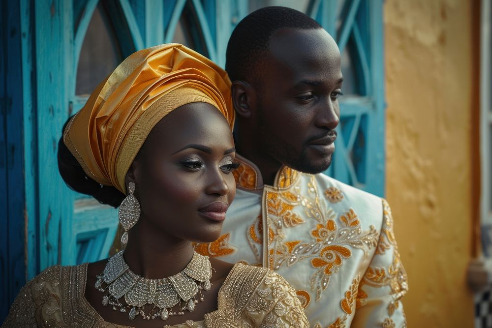 African couple bride portrait jewelry.