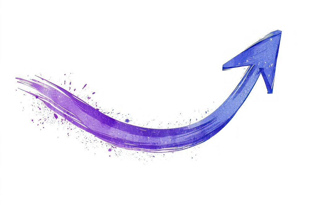 Blue curve arrow purple symbol line.