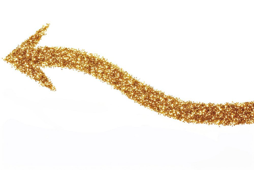 Gold glitter curve arrow white background jewelry yellow.
