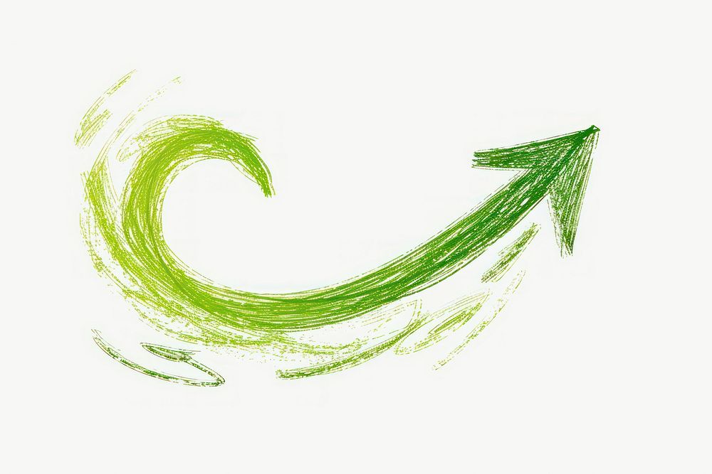 Green swirl arrow drawing sketch line.